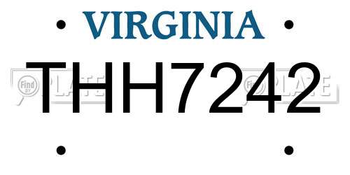 THH7242 Virginia License Plate