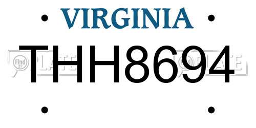 THH8694 Virginia License Plate