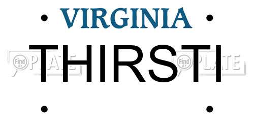 THIRSTI Virginia License Plate