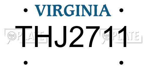 THJ2711 Virginia License Plate
