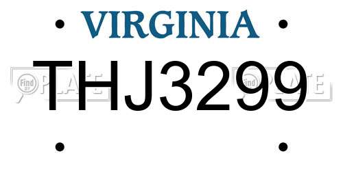 THJ3299 Virginia License Plate
