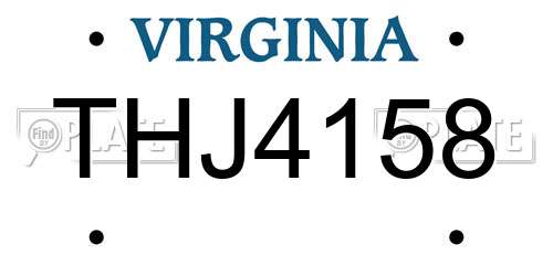 THJ4158 Virginia License Plate