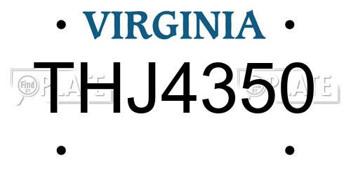 THJ4350 Virginia License Plate
