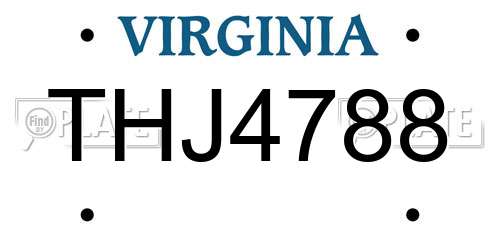 THJ4788 Virginia License Plate