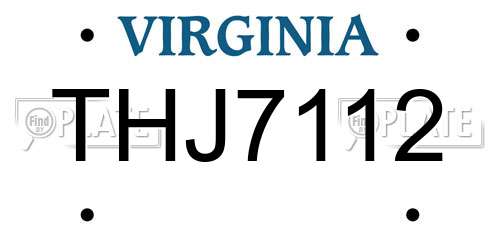 THJ7112 Virginia License Plate