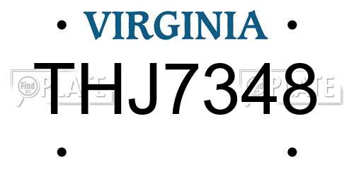 THJ7348 Virginia License Plate