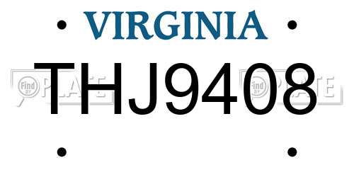 THJ9408 Virginia License Plate