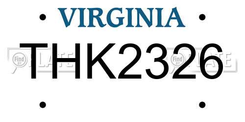 THK2326 Virginia License Plate