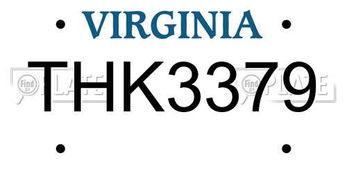 THK3379 Virginia License Plate