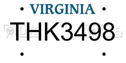 THK3498 Virginia License Plate