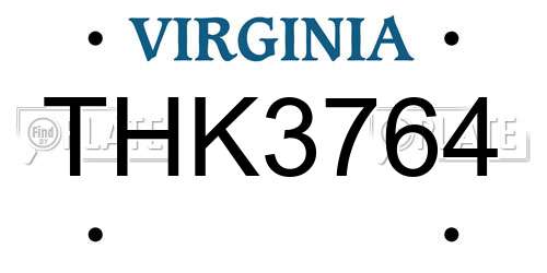 THK3764 Virginia License Plate