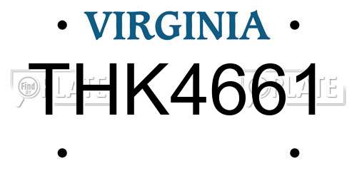 THK4661 Virginia License Plate