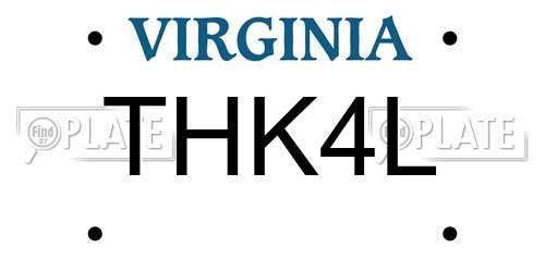 THK4L Virginia License Plate