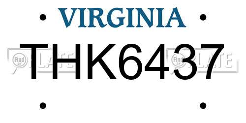 THK6437 Virginia License Plate