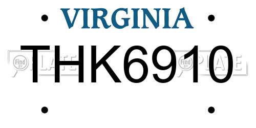 THK6910 Virginia License Plate