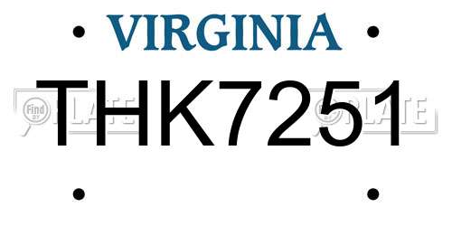 THK7251 Virginia License Plate