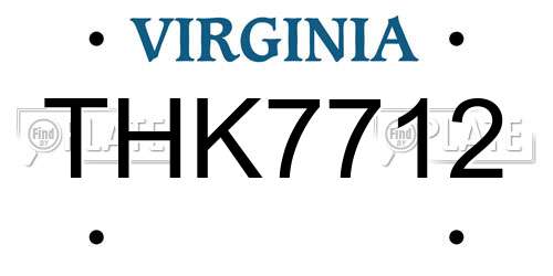 THK7712 Virginia License Plate