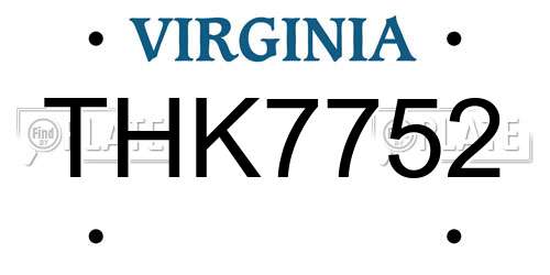 THK7752 Virginia License Plate