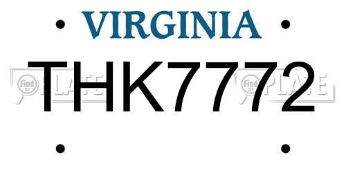 THK7772 Virginia License Plate