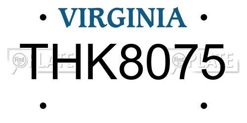 THK8075 Virginia License Plate