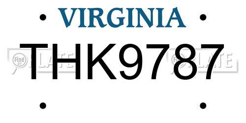 THK9787 Virginia License Plate