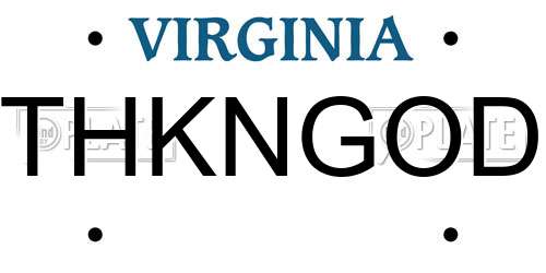 THKNGOD Virginia License Plate