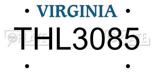 THL3085 Virginia License Plate
