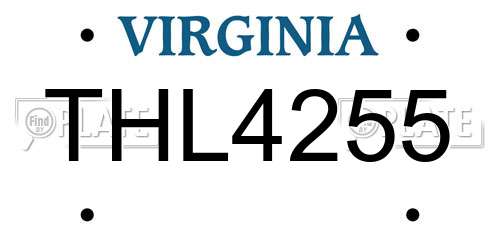 THL4255 Virginia License Plate