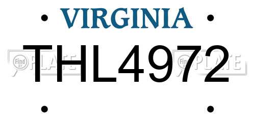 THL4972 Virginia License Plate