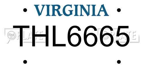 THL6665 Virginia License Plate