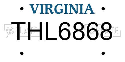 THL6868 Virginia License Plate