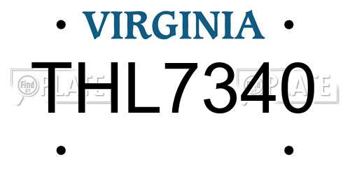 THL7340 Virginia License Plate