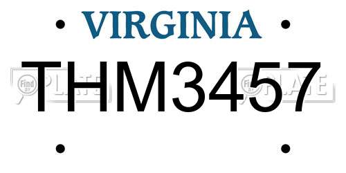 THM3457 Virginia License Plate