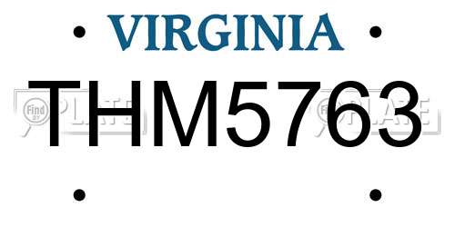 THM5763 Virginia License Plate