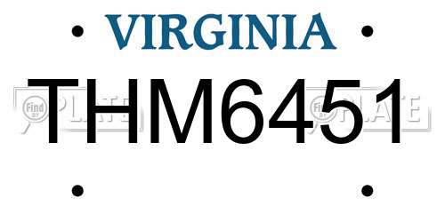 THM6451 Virginia License Plate