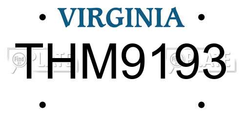 THM9193 Virginia License Plate