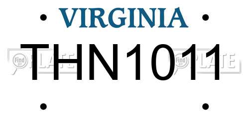THN1011 Virginia License Plate