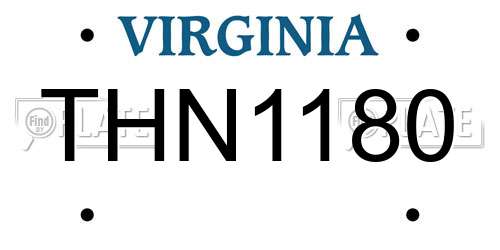 THN1180 Virginia License Plate