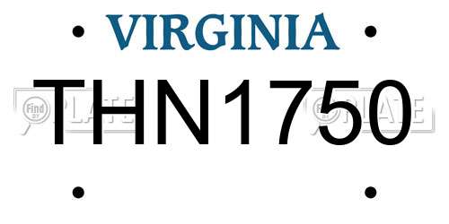 THN1750 Virginia License Plate