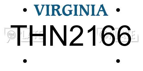 THN2166 Virginia License Plate