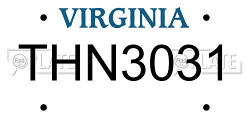 THN3031 Virginia License Plate