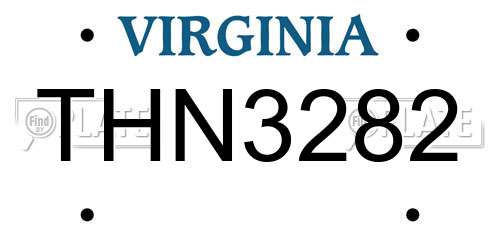 THN3282 Virginia License Plate