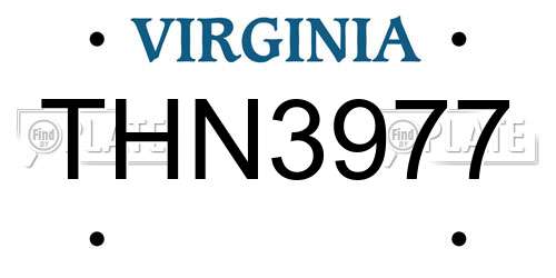 THN3977 Virginia License Plate