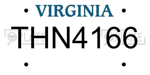 THN4166 Virginia License Plate