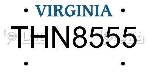 THN8555 Virginia License Plate