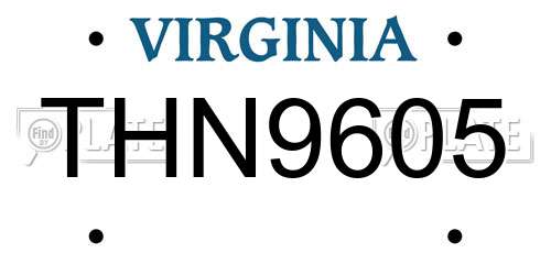 THN9605 Virginia License Plate