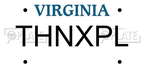 THNXPL Virginia License Plate