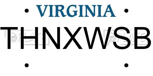 THNXWSB Virginia License Plate