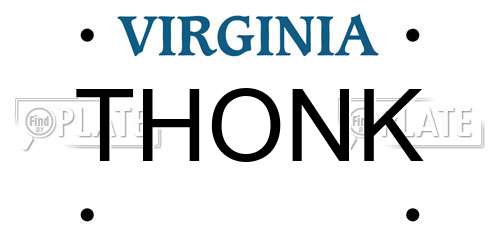 THONK Virginia License Plate