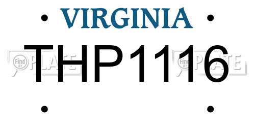 THP1116 Virginia License Plate